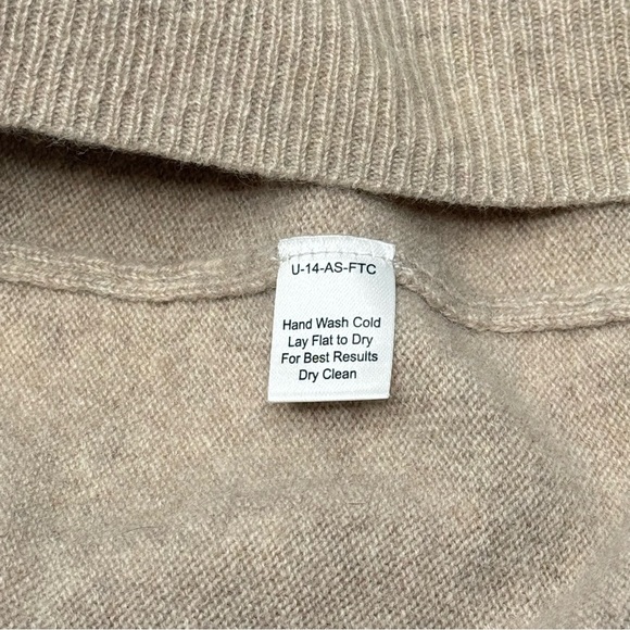 Pronto Uomo Mens Cashmere Sweater Size L Beige V-Neck Preppy Old Money Luxury - Picture 7 of 7